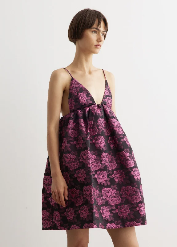 Botanical Jacquard Mini Strap Dress