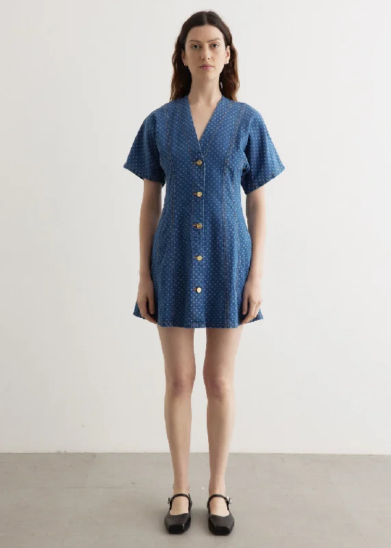 Light Jacquard Denim Mini Dress