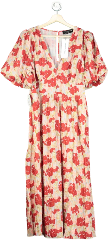 Little Mistress Red Floral Print Midaxi Dress UK 12