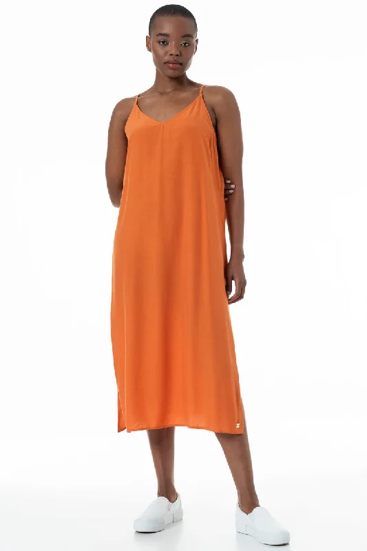 Midi Slip Dress _ 152169 _ Orange