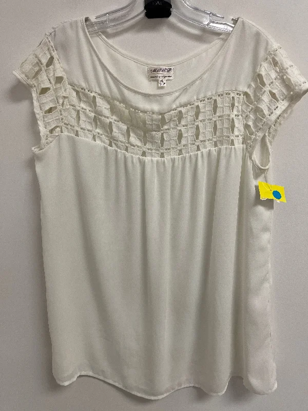 Top Short Sleeve By Mssp In White, Size: Xl