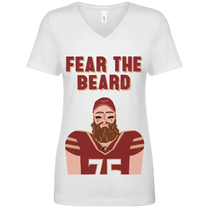 Ragz Women's Fear the Beard Dillan Gibbons Design Short Sleeve T-shirt - White