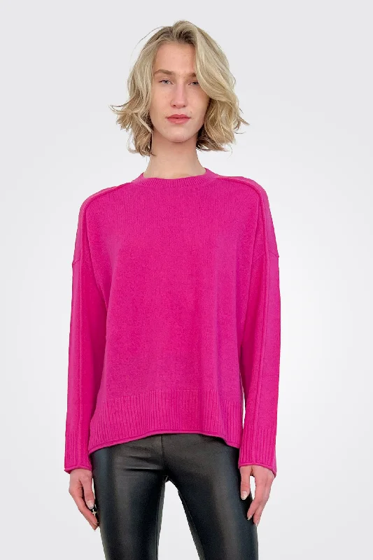 Emilia Cashmere Crew Sweater - Dragonfruit