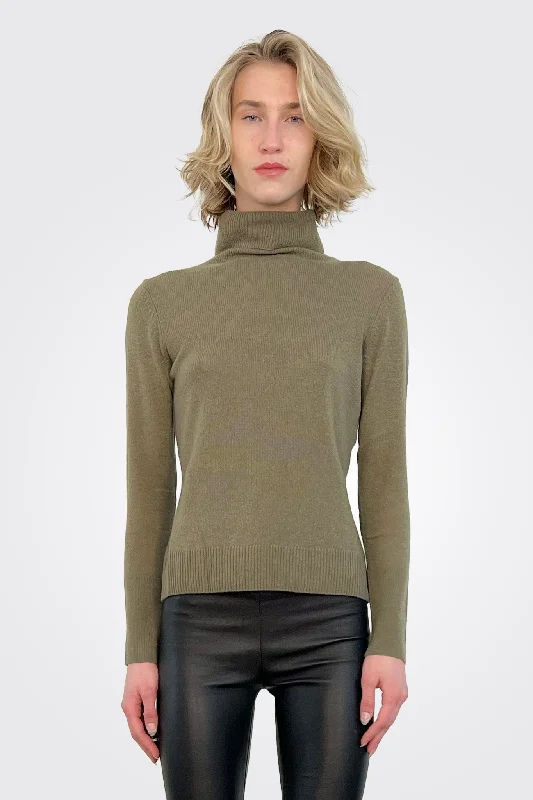 Fold Over Cashmere Turtleneck Sweater - Martini