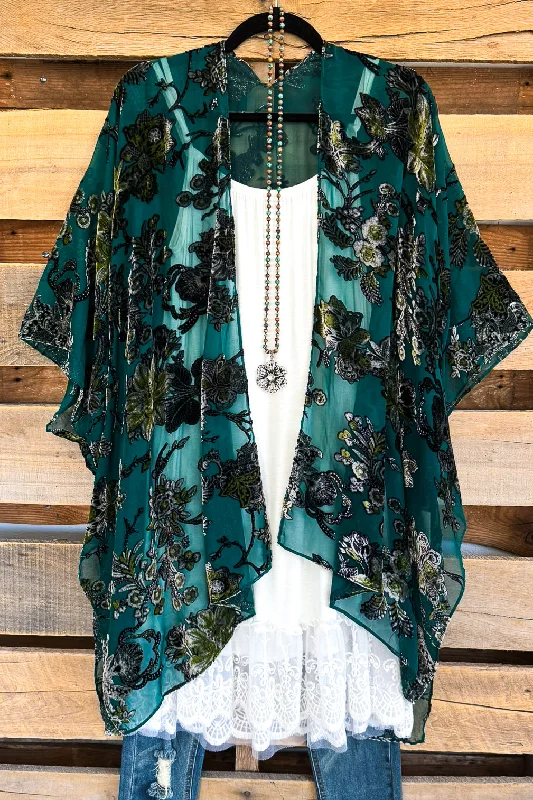 Found My Peace Burnout Velvet Kimono - Jade