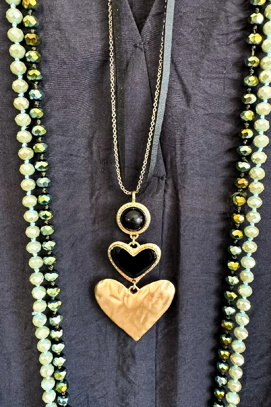 Heart Of Gold Necklace - Black/Gold