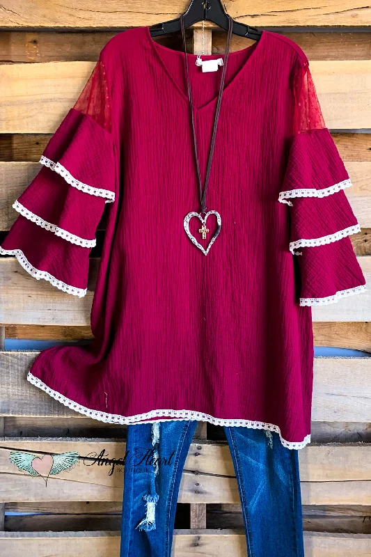 You'll Remember Tunic - Crimson - 100% COTTON