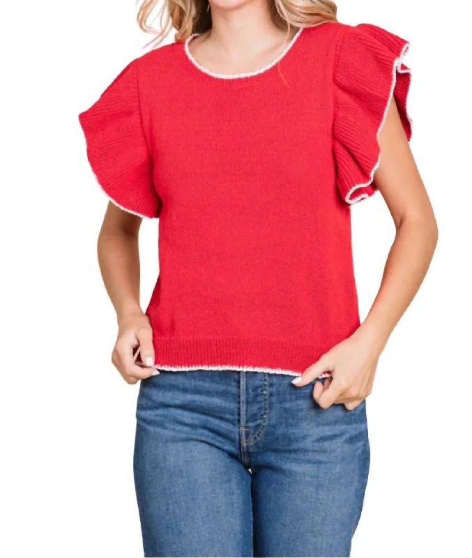 Beautiful Place Sweater Top In Red