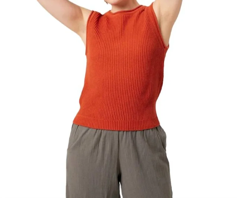 Dela Sweater Tank Top In Orange