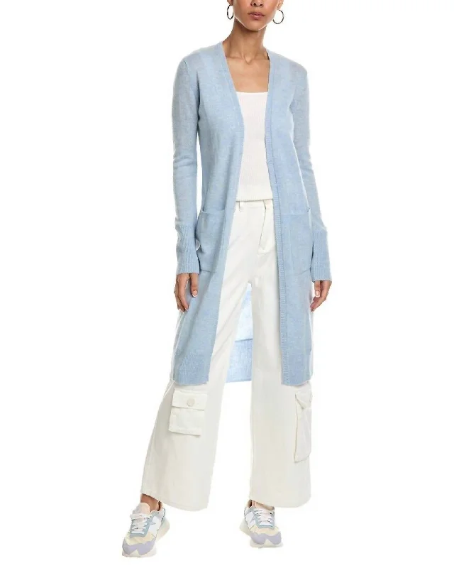 Flossy Maxi Cardigan In Blue Mist