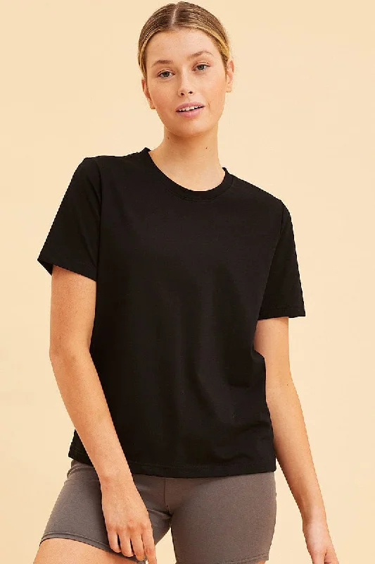 Black Relaxed T-Shirt Heavy Cotton Crew Neck