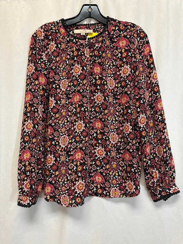 Top Long Sleeve By Loft In Black & Red, Size: Xs