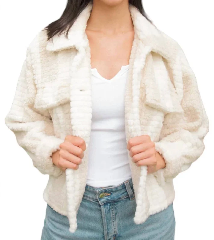 Fur Jacket In Ivory And Khaki