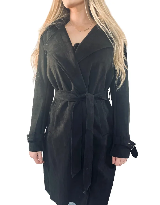 Midnight Call Trench Coat In Black