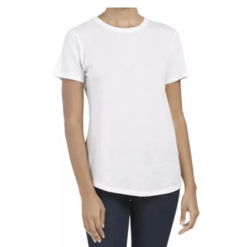 Vince Women's  Essential Crew Neck Solid White Cotton Short Sleeve T-Shirt