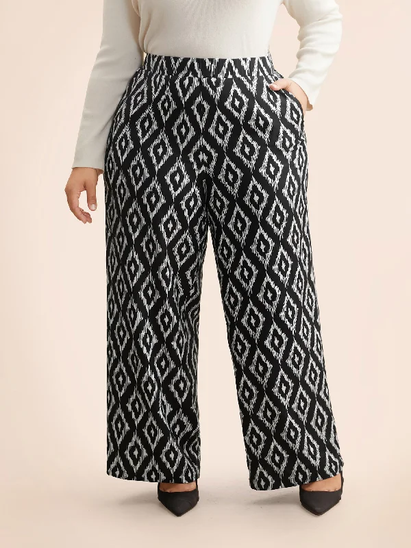 Geometric Mid Rise Pocket Pants