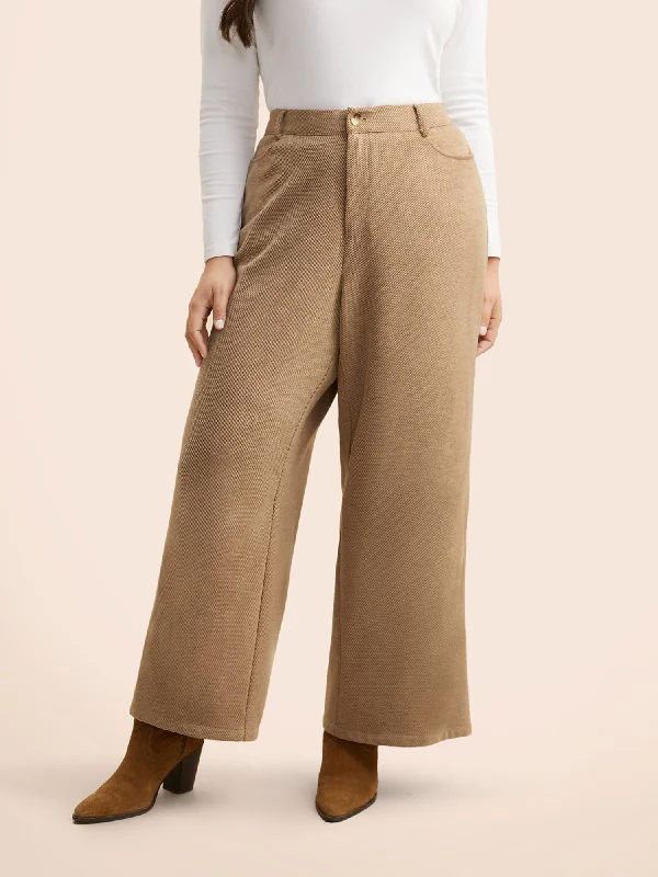 Mid Rise Slanted Pocket Wide Leg Pants