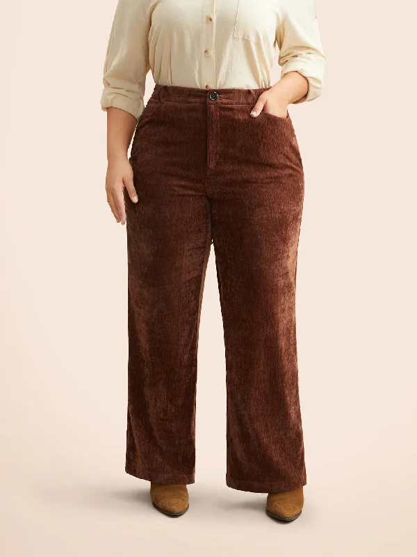 Mid Rise Chenille Bootcut Pants