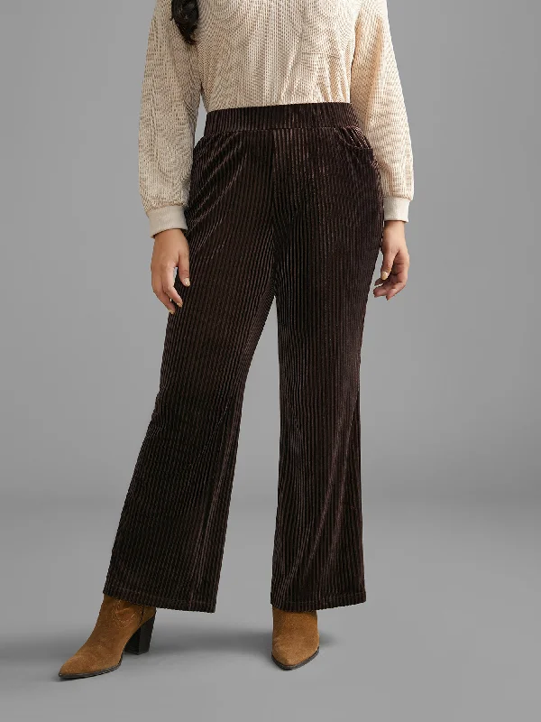 Plain Velvet Stretchy Bootcut Pants