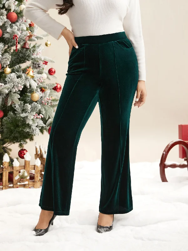 Velvet Mid Rise Flared Pants